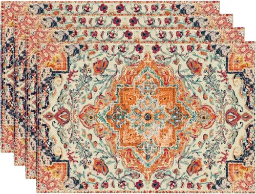 Miniatura 12 de Artoid Mode Juego de 4 manteles individuales estilo boho de plata, 30x46 cm rústicos de estilo granja para decoración mágica de mesa de otoño