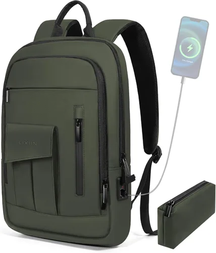 Miniatura 14 de Mochila de negocios para hombres antirrobo resistente al agua mochila de desplazamiento para portátil de 15.6 pulgadas para el trabajo diario, Negro