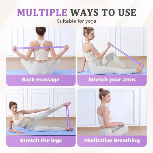 Miniatura 6 de Figura 8 bandas de resistencia para mujer, nueva banda de resistencia con asas para entrenamiento, cuerdas elásticas para entrenamiento de Rosa