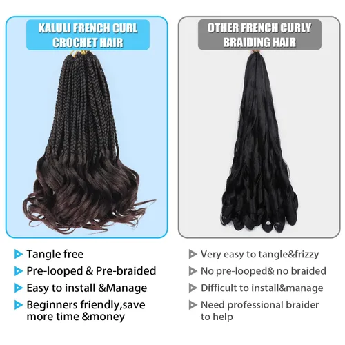 Miniatura 4 de Trenzas de ganchillo rizado francés T33, cabello pre-anillado 10 pulgadas, trenzas cortas rizadas francesas con extremos rizados, trenzas box