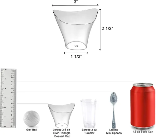 Miniatura 7 de Paquete de 96 mini vasos de postre de plástico triangular, 3.5 onzas con cucharas, vaso de plástico transparente con mini cuchara para postre