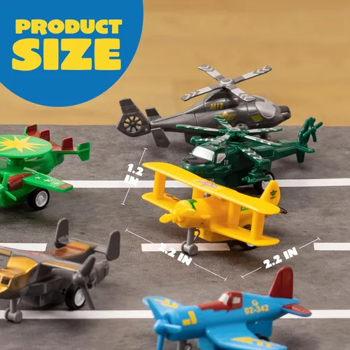 Miniatura 3 de JOYIN 16 piezas de juguetes de avión para niños, helicóptero de avión, aviones incluidos, cazas, bombarderos, regalos para niños pequeños a partir