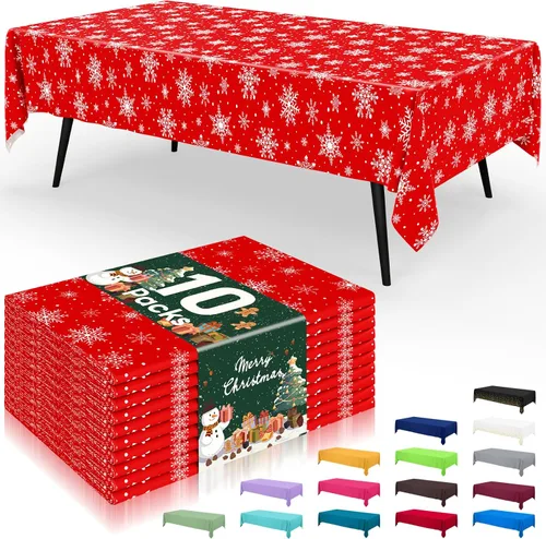 Miniatura 104 de Smiry - Juego de 6 manteles desechables, 54 x 78 pulgadas, manteles impermeables rectangulares para fiestas, cubierta de mesa de plástico