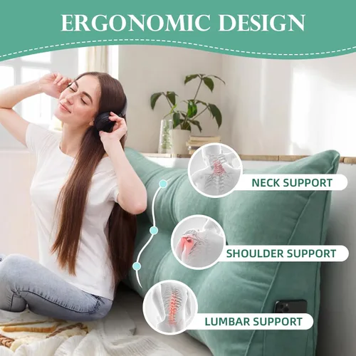 Miniatura 5 de Almohada triangular para cabecero individual, almohada de cama de cuña para respaldo, almohada de lectura, respaldo de posicionamiento de apoyo