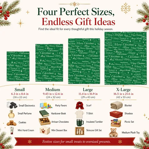 Miniatura 2 de WesGen Bolsas de regalo de Navidad, 32 bolsas de regalo de Papá Noel en 4 tamaños y 4 diseños con lazos de cinta y etiquetas para envolver
