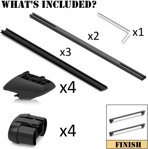 Miniatura 5 de COWVIE Barras cruzadas de techo de aluminio de 47 pulgadas para carriles laterales elevados, barras de carga ajustables, capacidad de carga de 165