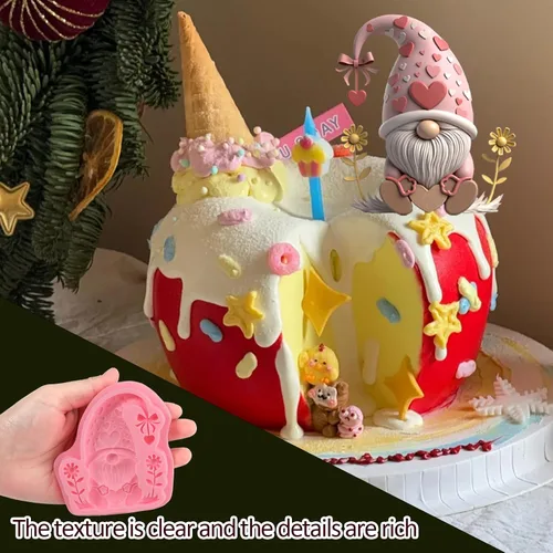 Miniatura 2 de 1 molde de silicona de gnomo de Navidad, lindo molde de decoración de pastel enano de Navidad, molde de fondant para dulces, chocolate, galletas