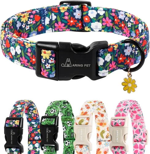 Miniatura 18 de Aring Pet Collar de algodón, ligero y ajustable, con hebilla de liberación rápida para perros pequeños, medianos y grandes, para cachorros, S