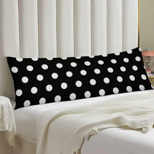 Miniatura 2 de Funda de almohada corporal de lunares en blanco y negro, funda de almohada larga abstracta con cremallera, funda de almohada decorativa suave