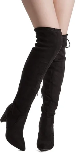 Miniatura 4 de Dream Pairs - Botas altas sobre la rodilla a la moda, ajustadas y con tacón grueso para mujer
