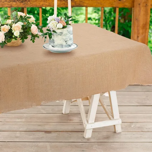 Miniatura 7 de Kingdder Mantel rectangular de arpillera natural para boda, rústico, para boda, fiesta, recepción, despedida de soltera, picnic al aire libre