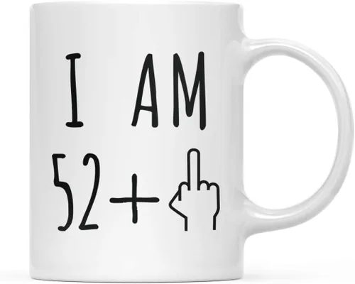 Miniatura 23 de Andaz Press Divertida taza de café de 11 onzas, regalo de broma de cumpleaños, I Am 49 + 1 dedo medio, 1 paquete, ideas de regalo de cumpleaños 50