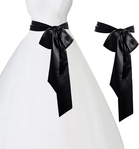 Miniatura 6 de obmwang Cinturón de satén de boda para ocasiones especiales, faja nupcial de 4 pulgadas de ancho, doble cara