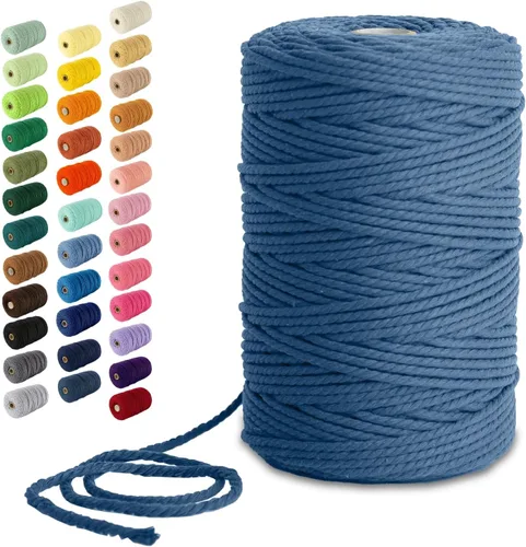 Miniatura 92 de Nook Theory - Cuerda de macramé de 3 mm, 220 yardas de cuerda de algodón, hilo de 4 mm y 5 mm, cuerda para manualidades, perfecta para colgantes