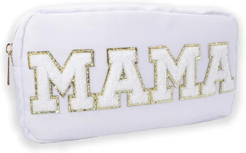 Miniatura 15 de Fablinks Bolsa de cosméticos de nylon rosa con parches de letras de chenilla