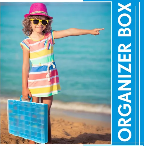 Miniatura 6 de Juexica 2 piezas Caja organizadora de almacenamiento de plástico grande con 48 rejillas, caja de aparejos, contenedor organizador de compartimentos