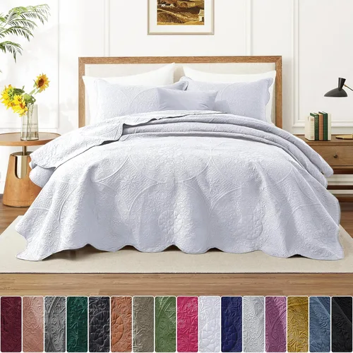 Miniatura 392 de MOONLIGHT20015 Edredón tamaño King (106 x 96 pulgadas) con 2 fundas de almohada (20 x 36 + 2 pulgadas) para todas las estaciones, juego de cama Azul