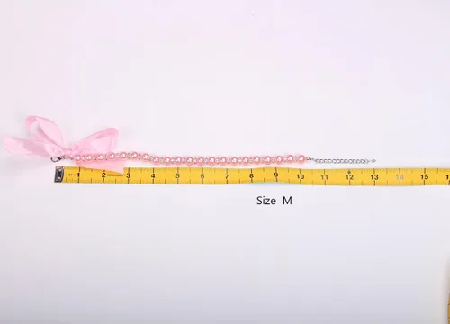Miniatura 3 de Collar de perlas para perros y gatos con accesorios brillantes y lazo de cinta, joyería para cachorros de mascotas para perros hembras, gatos