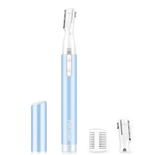 Miniatura 8 de Recortador de cejas mejorado, maquinilla de afeitar eléctrica de precisión para mujer, removedor de vello facial operado por batería con peine, sin