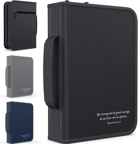 Miniatura 48 de DEHITE Funda para la Biblia para mujer, bolsas de transporte de la Biblia, tamaños medianos y grandes, ranuras para bolígrafos, tela de primera
