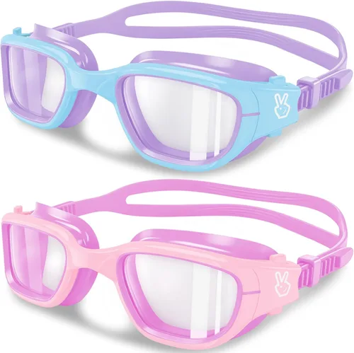 Miniatura 9 de Vvinca Gafas de natación para niños, gafas de natación para niños pequeños de 3 a 14 años, protección UV antivaho sin fugas, gafas de piscina