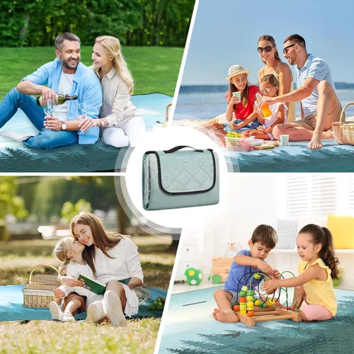 Miniatura 7 de Manta de picnic impermeable extra grande de 79 x 79 pulgadas, 210D Oxford, para exteriores, para césped, manta de playa portátil a prueba de arena