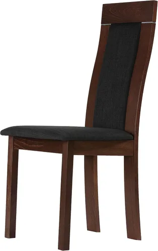 Miniatura 4 de Cortesi Home Silla de comedor Tia en tela de carbón, acabado nogal (juego de 2)