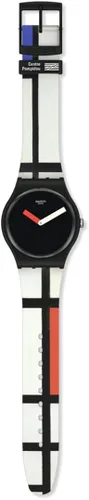 Miniatura 2 de Swatch Piet Mondrian - Reloj de cuarzo para hombre, rojo, azul y blanco, Negro