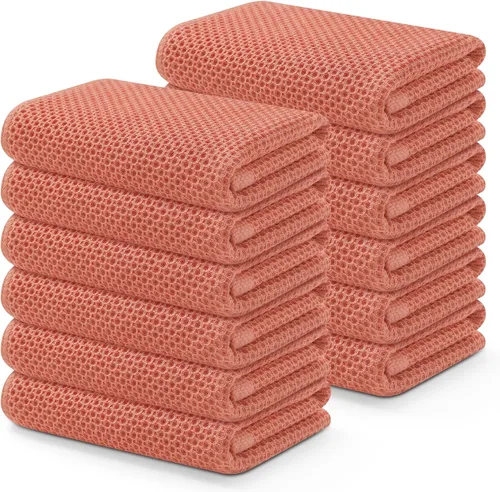 Miniatura 30 de Kitinjoy - Paños de cocina de 100 % algodón, tela de tejido gofrado, paño de limpieza ultrasuave, absorbente y de secado rápido. Gris Oscuro