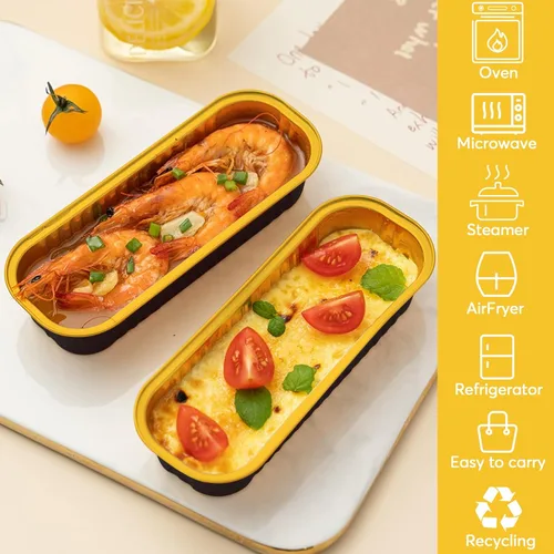 Miniatura 6 de Ruckae Paquete de 100 Mini Moldes para Pan Mini Moldes para Hornear Pan con Tapas y Cucharas, Moldes de Papel de Aluminio Desechables, Moldes