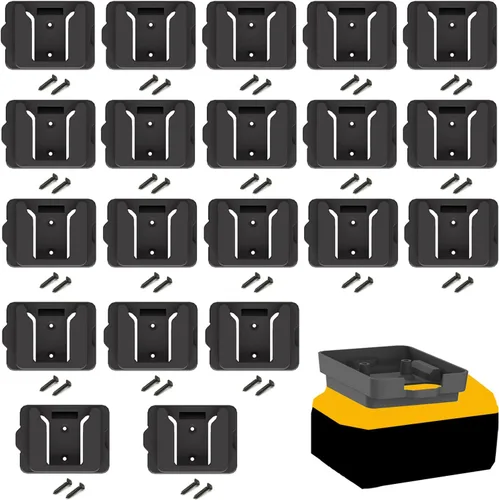 Miniatura 11 de Soportes de batería Gijok para montar en base Dewalt 20V/60V - Compatible con baterías DCB200, DCB203, DCB205, DCB206 (Amarillo, paquete de 5)