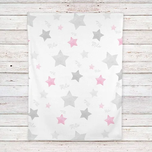 Miniatura 4 de Personazlied Star - Manta para bebé, color rosa y gris, Blanco