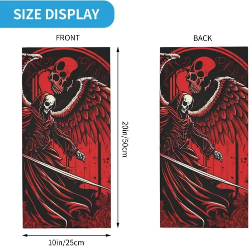 Miniatura 3 de HERRECX angel god skull grim reaper skeleton red Neck Gaiter Face Cover Scarf Balaclava Bandana for Women Men Gaiter Mask for Motorcycle Cycling