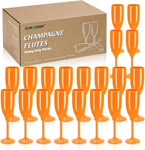Miniatura 12 de XUWAIDSGN Copas de champán acrílicas, copas de tostado irrompibles con barra de mimosa, copas de vino reutilizables, copas de champán vintage, copas