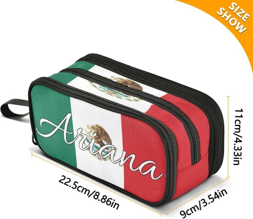 Miniatura 2 de Fisyme Estuche de lápices personalizado con bandera de México, caja de gran capacidad para bolígrafos, bolsa de maquillaje, organizador