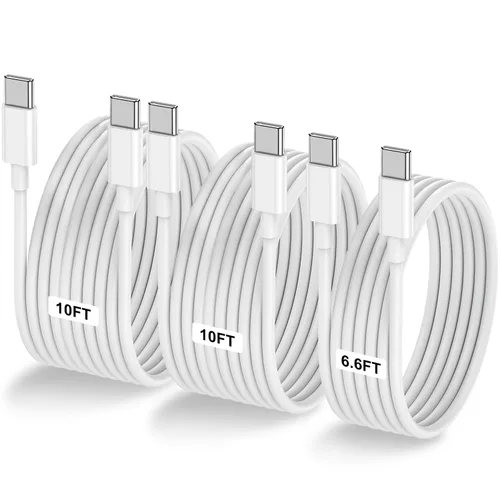 Miniatura 36 de Paquete de 2 cables USB C a USB C de 10 pies y 60 W, cable tipo C a tipo C, cable de carga rápida para iPhone Air 17 16e 16 15 Pro Plus Pro Max