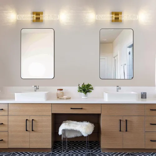 Miniatura 7 de Juego de dos apliques de pared dorados - Modernos apliques de cristal para iluminación de pared de 12 W, 4000 K, aplique de pared LED regulable