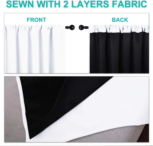 Miniatura 6 de NICETOWN Cortinas blancas 100% opacas, 2 capas gruesas completamente opacas con bolsillo para barra, cortinas aislantes térmicas para Blanco puro