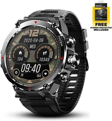 Miniatura 3 de ALPHAGEAR Raptor Smartwatch para hombre, reloj inteligente táctico resistente, IP69K + 5ATM resistente al agua, batería de 21 días, llamadas