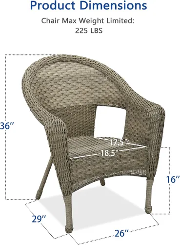Miniatura 3 de Silla individual Clark de mimbre de resina gris - Juego de 2