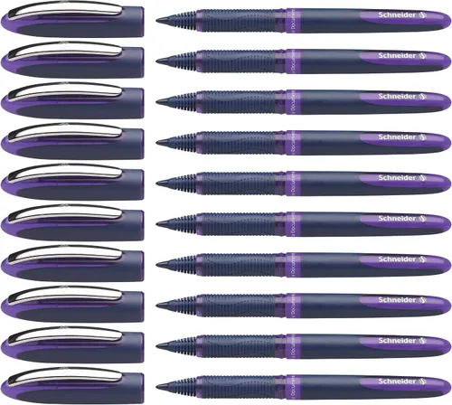 Miniatura 10 de Schneider One Business - Bolígrafo de punta rodante, punta ultra suave de 0,6 mm, barril azul, tinta negra, caja de 10 bolígrafos (183001)
