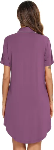 Miniatura 5 de Pjmlifecoco Camisones de manga corta con botones para mujer, ropa de dormir suave, vestido de pijama S-XXL