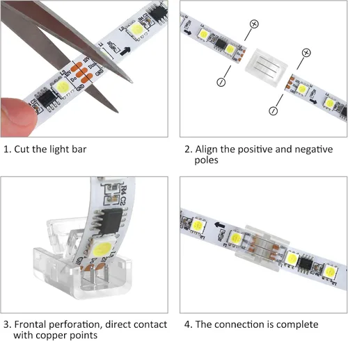 Miniatura 5 de RGBZONE 10 piezas 3 pines 8mm Conectores de tira LED Actualizados Conector rápido de tira a tira sin soldaduras y sin brechas para tira de luz LED