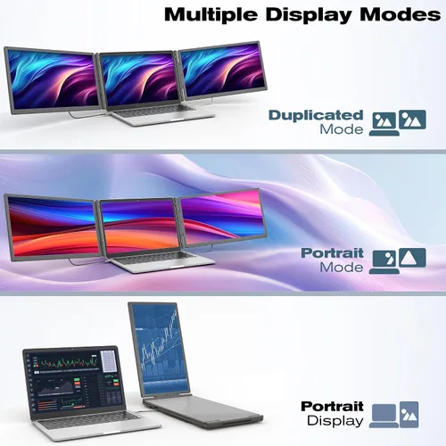 Miniatura 3 de KEFEYA Extensión de Pantalla para Laptop de 15.6", Incluye Batería Externa, Extensión Triple de Monitor para Laptops de 13-17", FHD 1080P IPS
