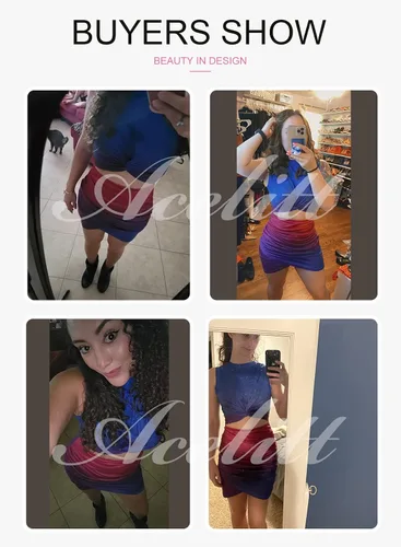 Miniatura 3 de Acelitt Vestido ajustado de verano para mujer sin mangas con huecos con torcedura para fiesta