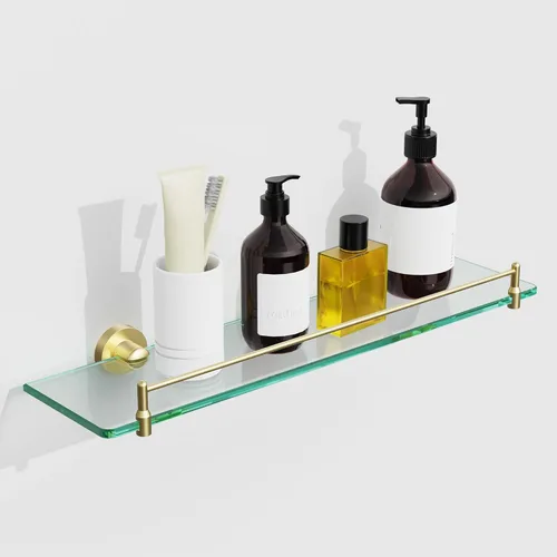 Miniatura 17 de Estantes de vidrio para baño, estante flotante de 20 pulgadas de níquel cepillado, estante de vidrio templado de acero inoxidable, estantes modernos