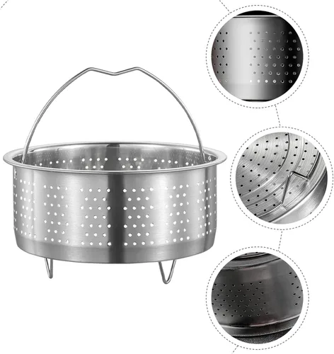 Miniatura 2 de UPKOCH Cesta de vapor de malla de acero inoxidable, cesta de vapor para verduras, inserto de cocción al vapor para albóndigas, cesta de vapor