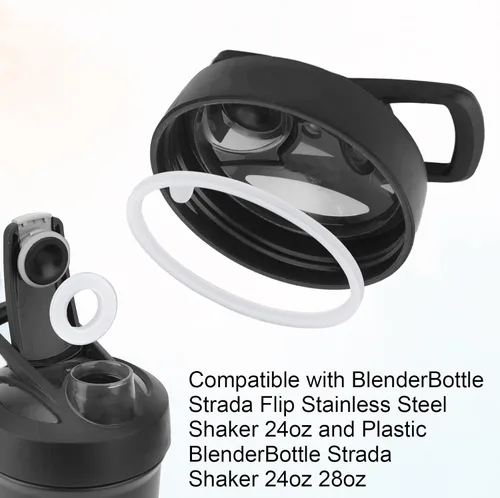Miniatura 4 de Juego de 4 piezas de junta de tapa de repuesto para botella de licuadora, Strada Flip Shaker Cup Water Bottle Parts Accesorios con gancho, anillo