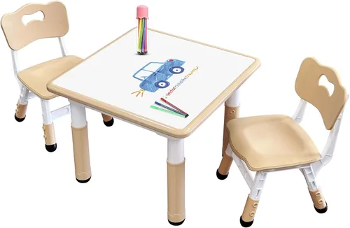 Juego de mesa y silla para niños con patas antideslizantes ajustables seguras para niños pequeños, escritorio a prueba de actividades y graffiti de