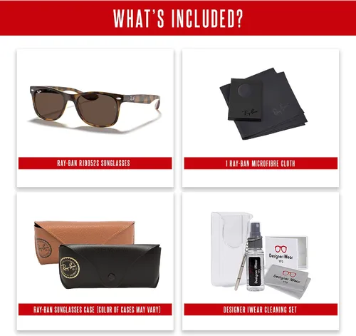Miniatura 5 de Ray-Ban Junior XS New Wayfarer RJ9052S - Lentes de sol cuadrados para niños y niñas pequeños + paquete con kit DIW